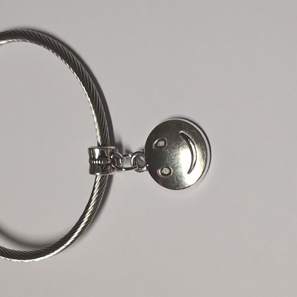 Silver Smiley Face‎ Dangle Charm for Pandora Style Bracelet